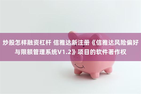 炒股怎样融资杠杆 信雅达新注册《信雅达风险偏好与限额管理系统V1.2》项目的软件著作权